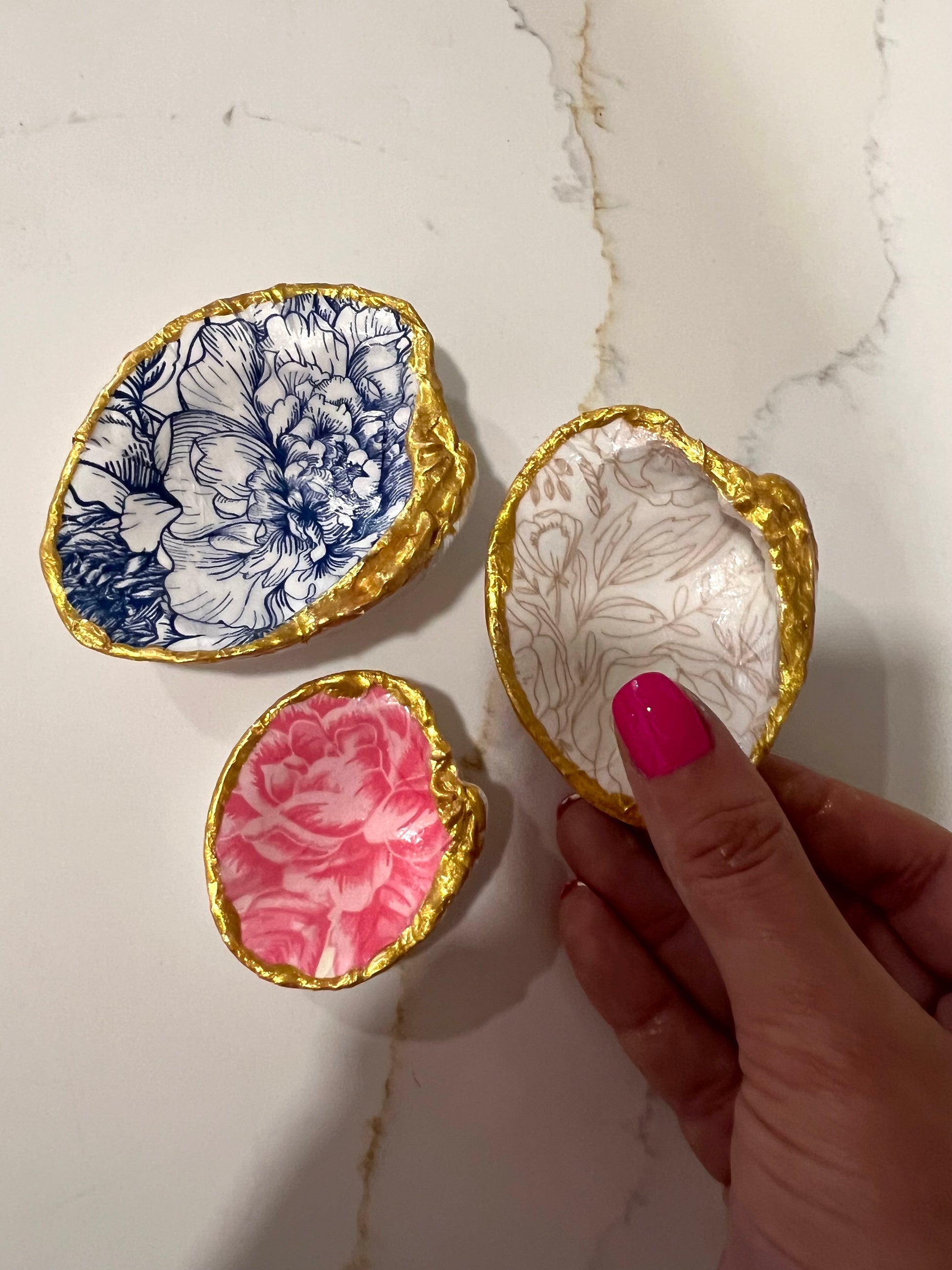 Seashell Trinket Dishes (Floral - Set of 3)